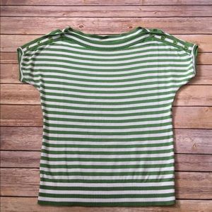 Small Talbots Striped Green & White Spring Top